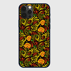 Чехол для iPhone 12 Pro Русский орнамент - хохломская роспись, цвет: 3D-черный