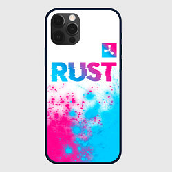 Чехол для iPhone 12 Pro Rust neon gradient style: символ сверху, цвет: 3D-черный
