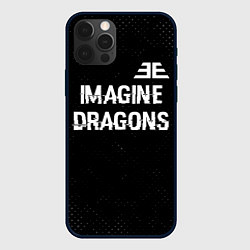 Чехол для iPhone 12 Pro Imagine Dragons glitch на темном фоне: символ свер, цвет: 3D-черный