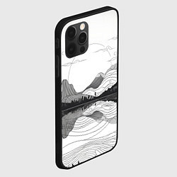 Чехол для iPhone 12 Pro Минималистичный пейзаж чб, цвет: 3D-черный — фото 2