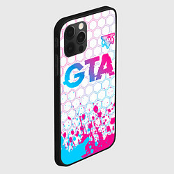 Чехол для iPhone 12 Pro GTA neon gradient style: символ сверху, цвет: 3D-черный — фото 2
