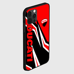 Чехол для iPhone 12 Pro Ducati- red stripes, цвет: 3D-черный — фото 2