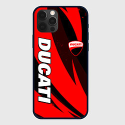 Чехол для iPhone 12 Pro Ducati - красные волны, цвет: 3D-черный