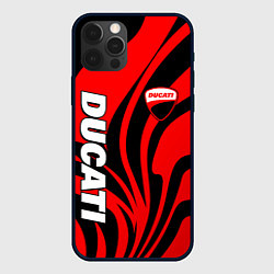 Чехол для iPhone 12 Pro Ducati - red stripes, цвет: 3D-черный