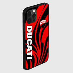 Чехол для iPhone 12 Pro Ducati - red stripes, цвет: 3D-черный — фото 2