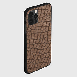 Чехол для iPhone 12 Pro Кожа крокодила крупная, цвет: 3D-черный — фото 2
