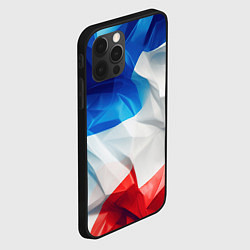 Чехол для iPhone 12 Pro Абстракция в цветах флага РФ, цвет: 3D-черный — фото 2