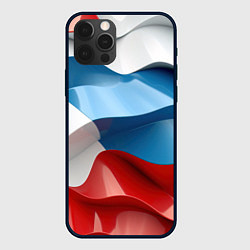 Чехол для iPhone 12 Pro Абстракция в цветах флага РФ, цвет: 3D-черный