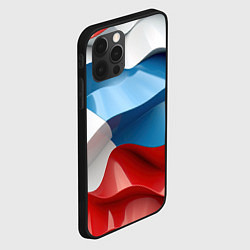 Чехол для iPhone 12 Pro Абстракция в цветах флага РФ, цвет: 3D-черный — фото 2