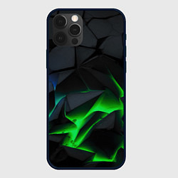 Чехол для iPhone 12 Pro Зеленый и синий неон, цвет: 3D-черный
