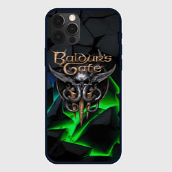 Чехол для iPhone 12 Pro Baldurs Gate 3 black blue neon, цвет: 3D-черный