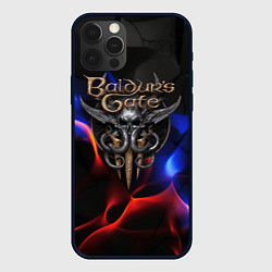 Чехол для iPhone 12 Pro Baldurs Gate 3 blue red fire, цвет: 3D-черный