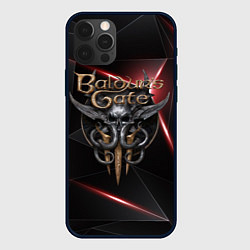 Чехол для iPhone 12 Pro Baldurs Gate 3 logo black red, цвет: 3D-черный