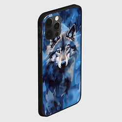Чехол для iPhone 12 Pro Голова волка на ледяном фоне, цвет: 3D-черный — фото 2