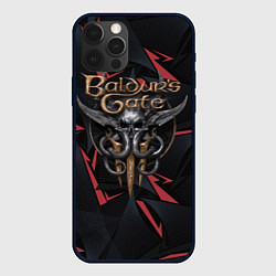 Чехол для iPhone 12 Pro Baldurs Gate 3 logo dark red, цвет: 3D-черный