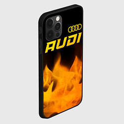Чехол для iPhone 12 Pro Audi - gold gradient: символ сверху, цвет: 3D-черный — фото 2