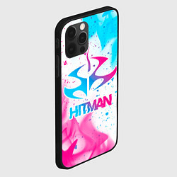 Чехол для iPhone 12 Pro Hitman neon gradient style, цвет: 3D-черный — фото 2