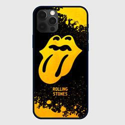 Чехол для iPhone 12 Pro Rolling Stones - gold gradient, цвет: 3D-черный