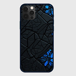 Чехол для iPhone 12 Pro Черные плиты с синими вставками, цвет: 3D-черный
