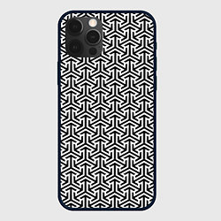 Чехол для iPhone 12 Pro Черный паттерн, цвет: 3D-черный