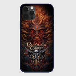 Чехол для iPhone 12 Pro Baldurs Gate 3 logo demon, цвет: 3D-черный