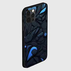 Чехол для iPhone 12 Pro Blue black abstract texture, цвет: 3D-черный — фото 2