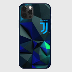 Чехол для iPhone 12 Pro Juventus blue abstract logo, цвет: 3D-черный