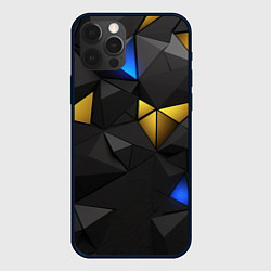 Чехол iPhone 12 Pro Black yellow geometry