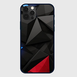 Чехол для iPhone 12 Pro Black blue red elements, цвет: 3D-черный