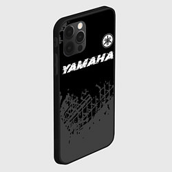 Чехол для iPhone 12 Pro Yamaha speed на темном фоне со следами шин: символ, цвет: 3D-черный — фото 2