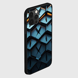 Чехол для iPhone 12 Pro Металлические объемные чешуйчатые ромбы, цвет: 3D-черный — фото 2