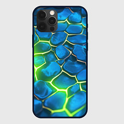 Чехол для iPhone 12 Pro Green blue neon, цвет: 3D-черный