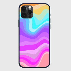 Чехол для iPhone 12 Pro Неоновая разноцветная волна, цвет: 3D-черный