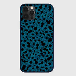 Чехол для iPhone 12 Pro Пятнистый паттерн бирюзовый, цвет: 3D-черный