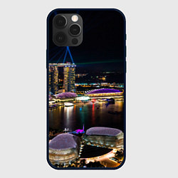 Чехол для iPhone 12 Pro Ночной город красочный, цвет: 3D-черный