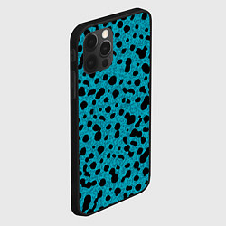 Чехол для iPhone 12 Pro Пятнистый паттерн чёрно-голубой, цвет: 3D-черный — фото 2