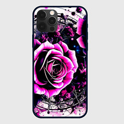 Чехол для iPhone 12 Pro Розы в стиле киберпанк, цвет: 3D-черный