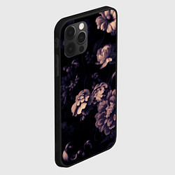 Чехол для iPhone 12 Pro Цветы приглушенный чёрный, цвет: 3D-черный — фото 2