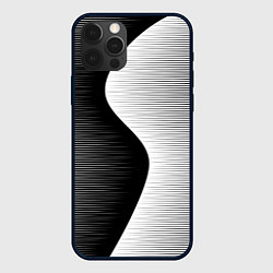 Чехол для iPhone 12 Pro Черная белая абстракция зигзаг, цвет: 3D-черный
