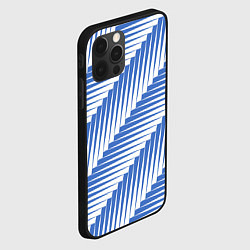 Чехол для iPhone 12 Pro Голубая белая диагональ, цвет: 3D-черный — фото 2