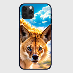 Чехол для iPhone 12 Pro Пятнистая гиена в саванне, цвет: 3D-черный