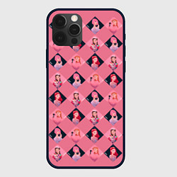 Чехол для iPhone 12 Pro Розовая клеточка black pink, цвет: 3D-черный