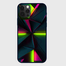 Чехол для iPhone 12 Pro Зеленые неоновые плиты, цвет: 3D-черный