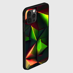 Чехол для iPhone 12 Pro Объемные зеленые треугольники, цвет: 3D-черный — фото 2