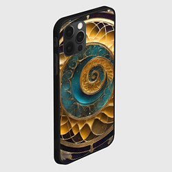 Чехол для iPhone 12 Pro Синий золотой водоворот декоративный орнамент, цвет: 3D-черный — фото 2