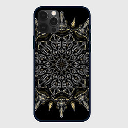 Чехол для iPhone 12 Pro Большая костяная мандала, цвет: 3D-черный