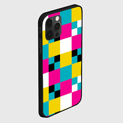Чехол для iPhone 12 Pro Геометрический ретро узор cmyk, цвет: 3D-черный — фото 2
