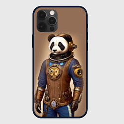 Чехол для iPhone 12 Pro Крутой панда в стиле стимпанк - нейросеть, цвет: 3D-черный
