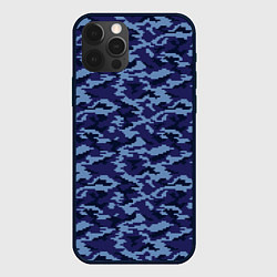 Чехол для iPhone 12 Pro Камуфляж охрана синий, цвет: 3D-черный