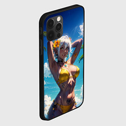 Чехол для iPhone 12 Pro Девушка в желтом купальнике, цвет: 3D-черный — фото 2